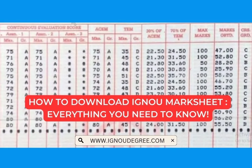 Download IGNOU Marksheet