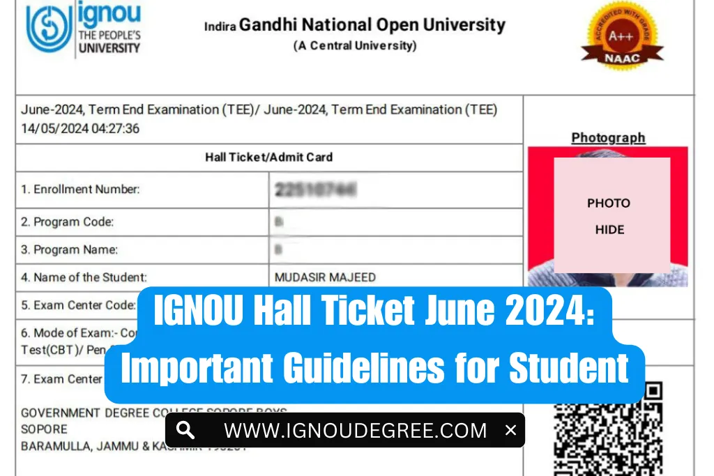 IGNOU Hall Ticket June 2024